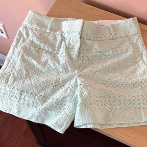 Loft Riviera Mint Green Eyelet Women shorts